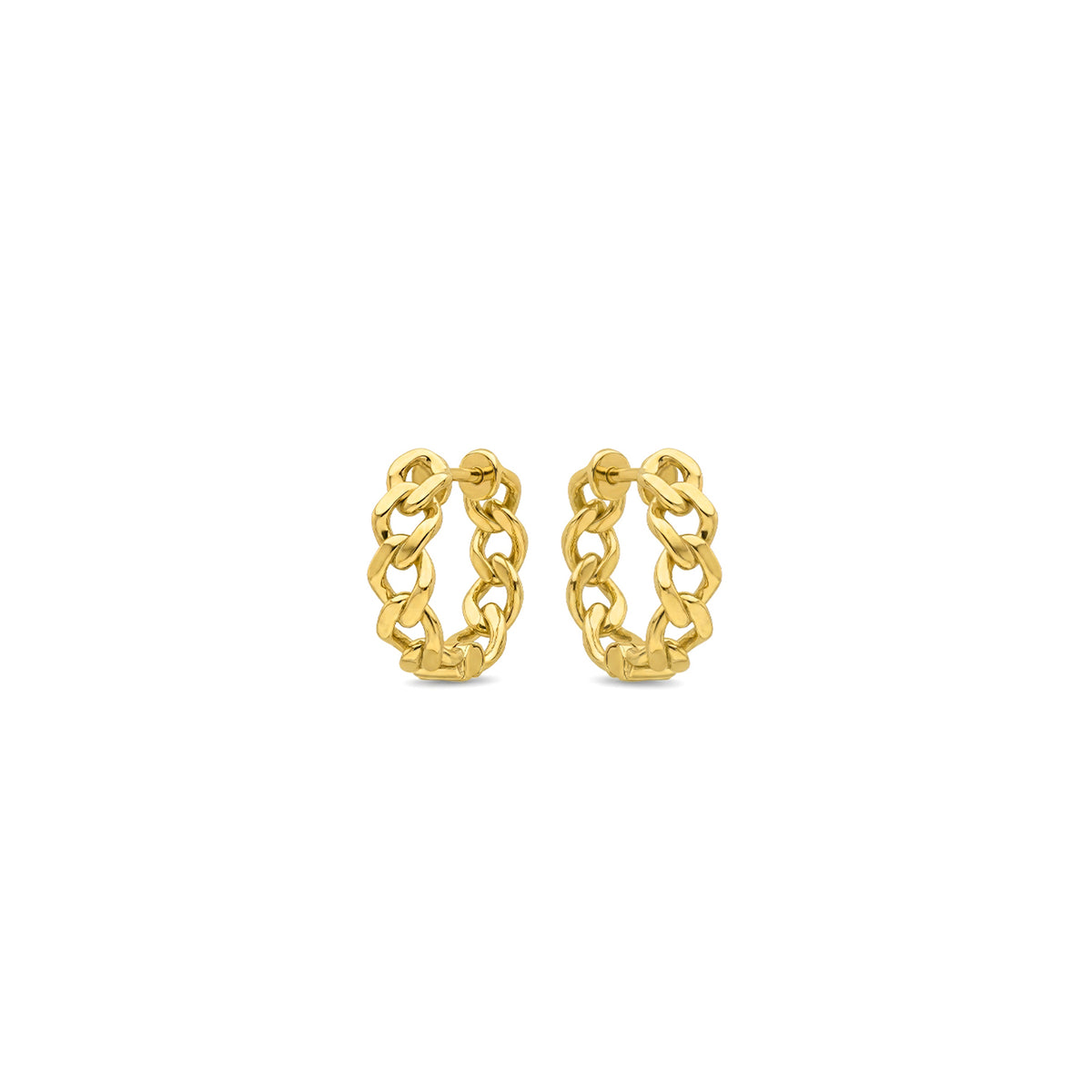 9ct Yellow Gold Curb Link Hinged Hoop Earrings — 17mm