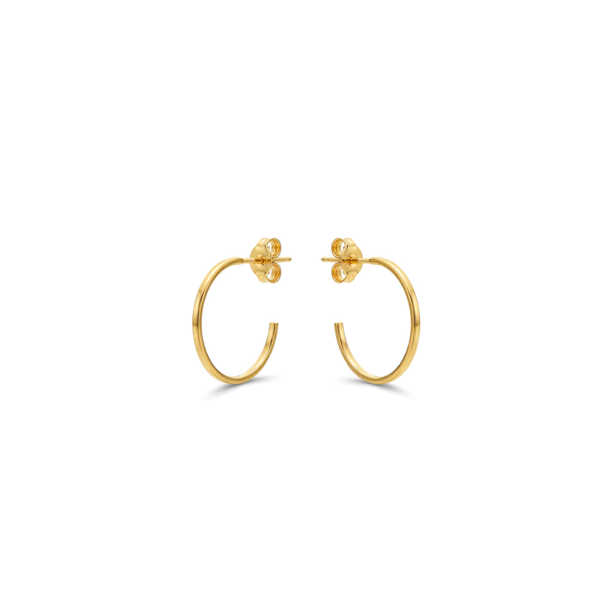 9ct Yellow Gold Square Tube Hoop Earrings with Peg and Scroll Fittings — 17mm