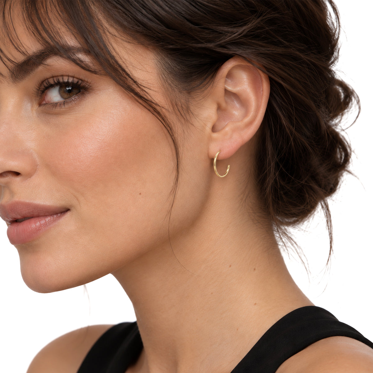9ct Gold Square Tube Hoop Earrings with Peg and Scroll Fittings — 17mm