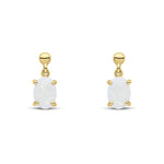 9ct Yellow Gold Oval Natural Opal Claw Drop Earrings — 7x5mm