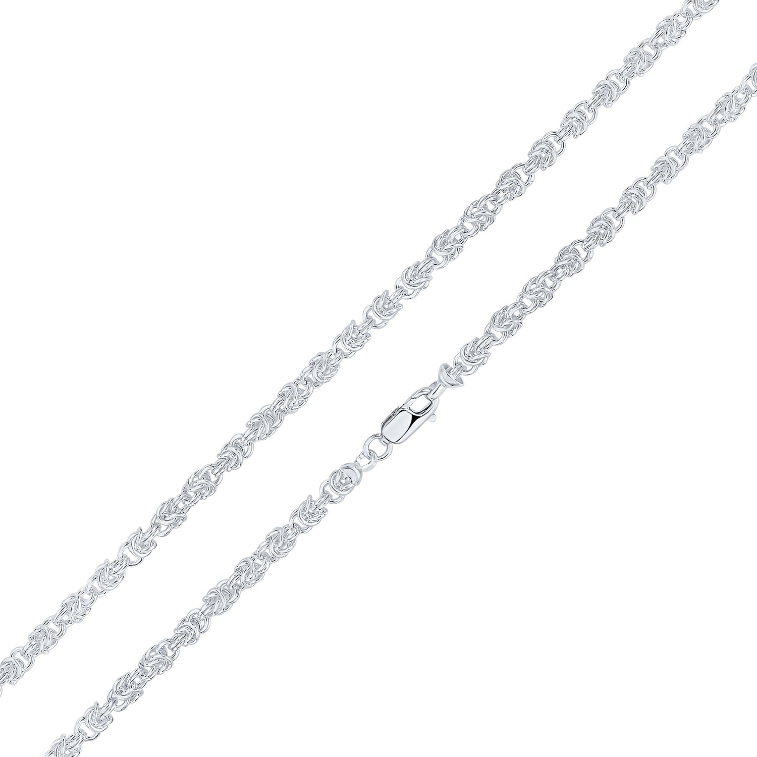 Sterling Silver Handmade Solid 4mm Byzantine Necklace