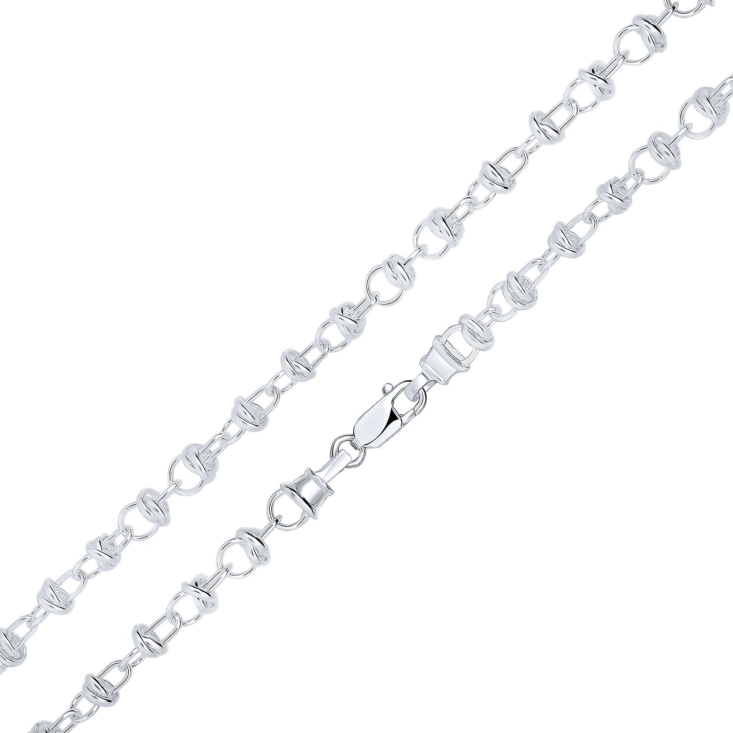 Sterling Silver Handmade Solid 7mm Belcher Link Necklace with Ring Detail