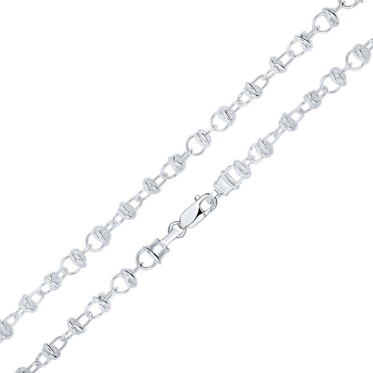 Sterling Silver Handmade Solid 7mm Belcher Link Necklace with Ring Detail