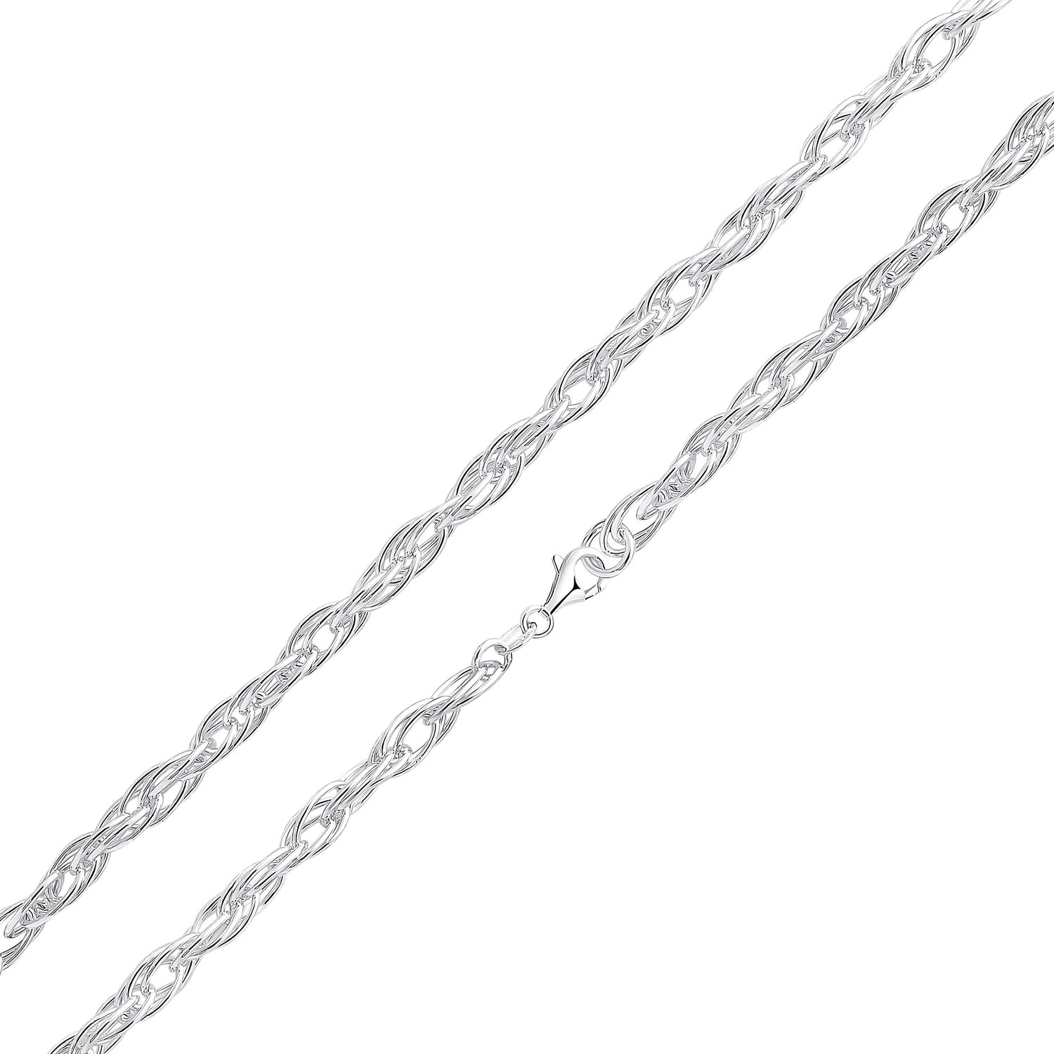 Sterling Silver Handmade 6mm Oval Rope Necklace