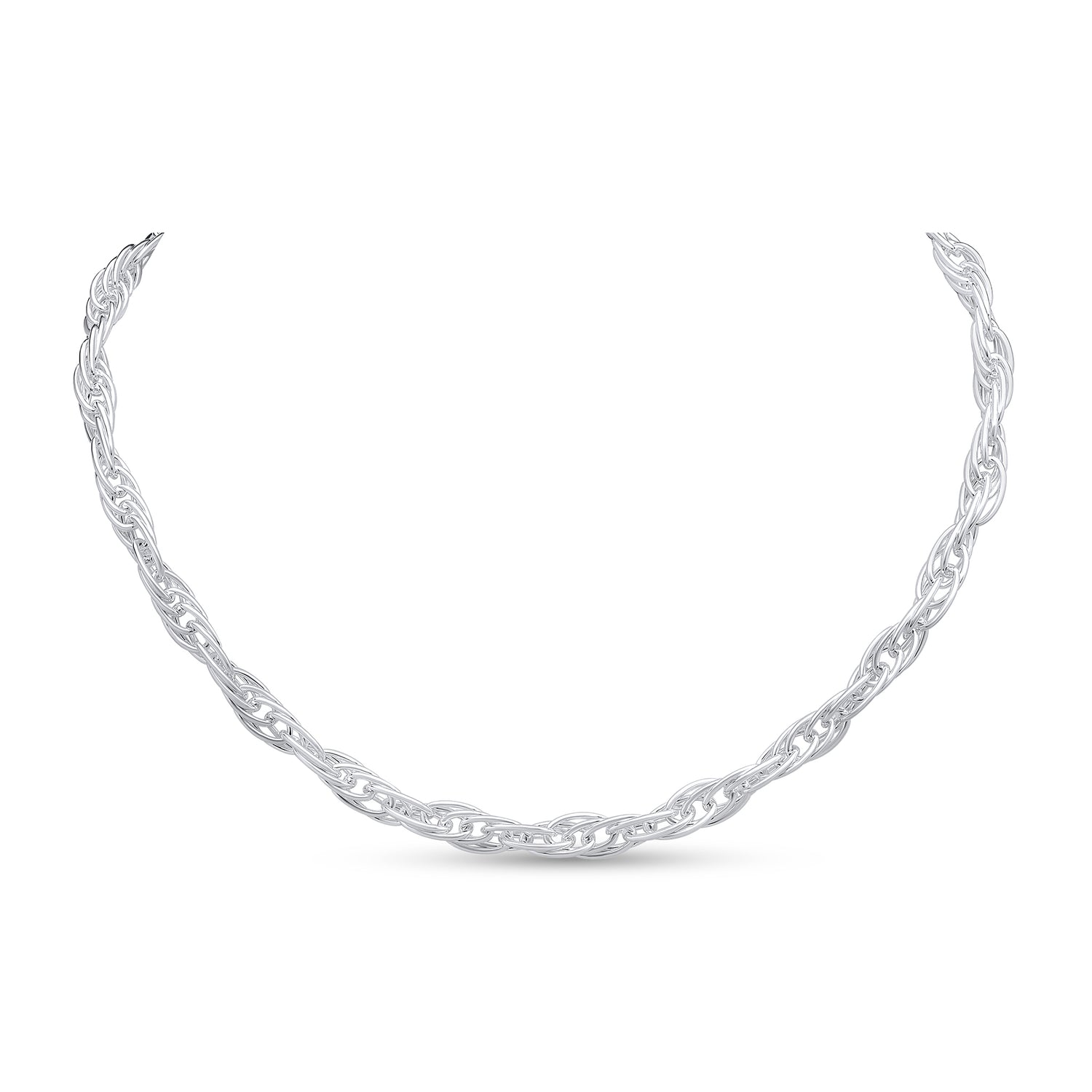 Sterling Silver Handmade 6mm Oval Rope Necklace