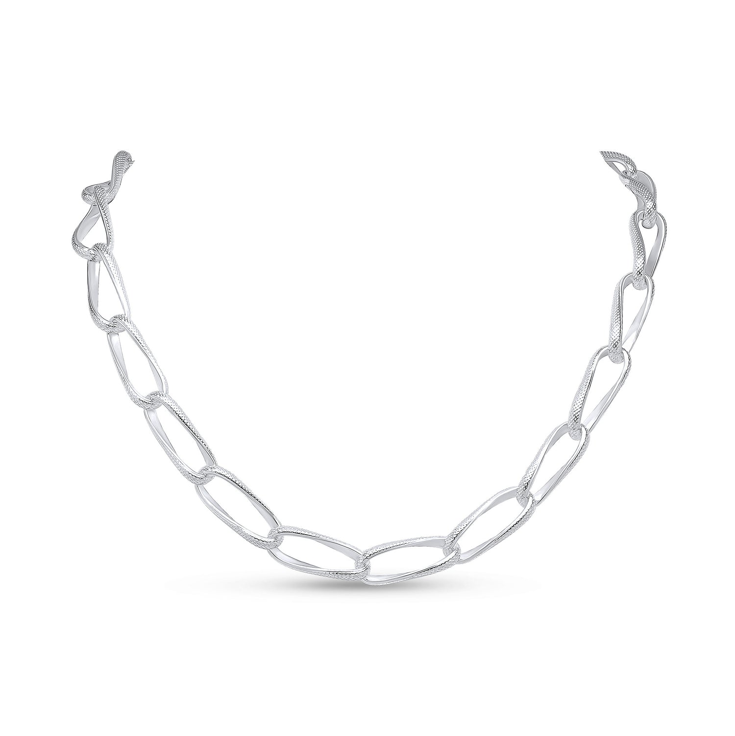 Sterling Silver Handmade Solid 10mm Loose Curb Necklace