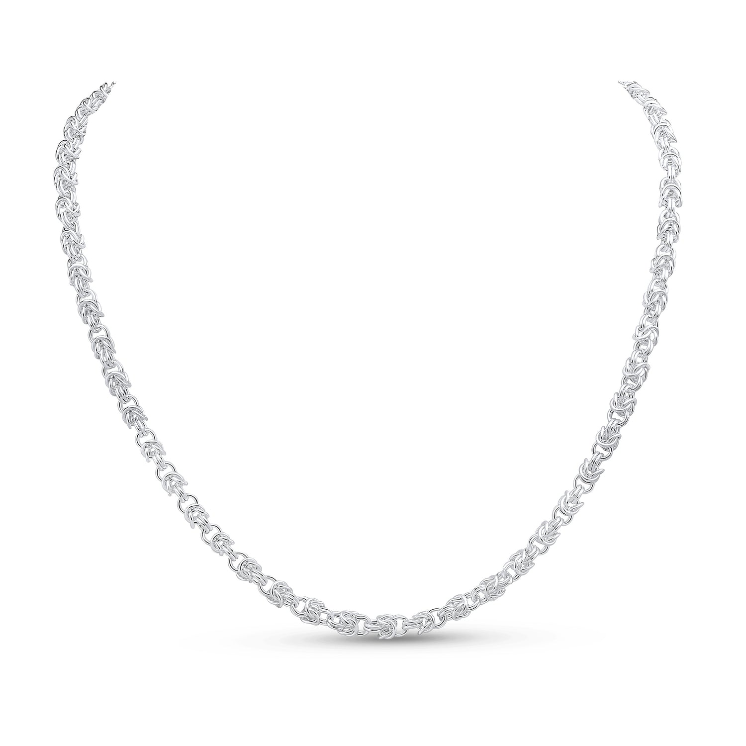 Sterling Silver Handmade Solid 4mm Byzantine Necklace
