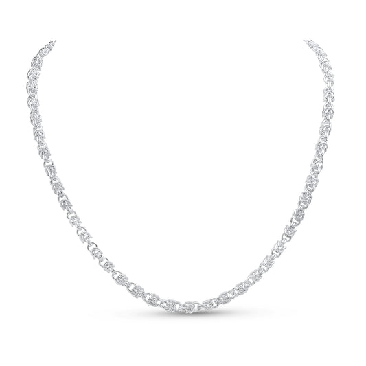 Sterling Silver Handmade Solid 4mm Byzantine Necklace