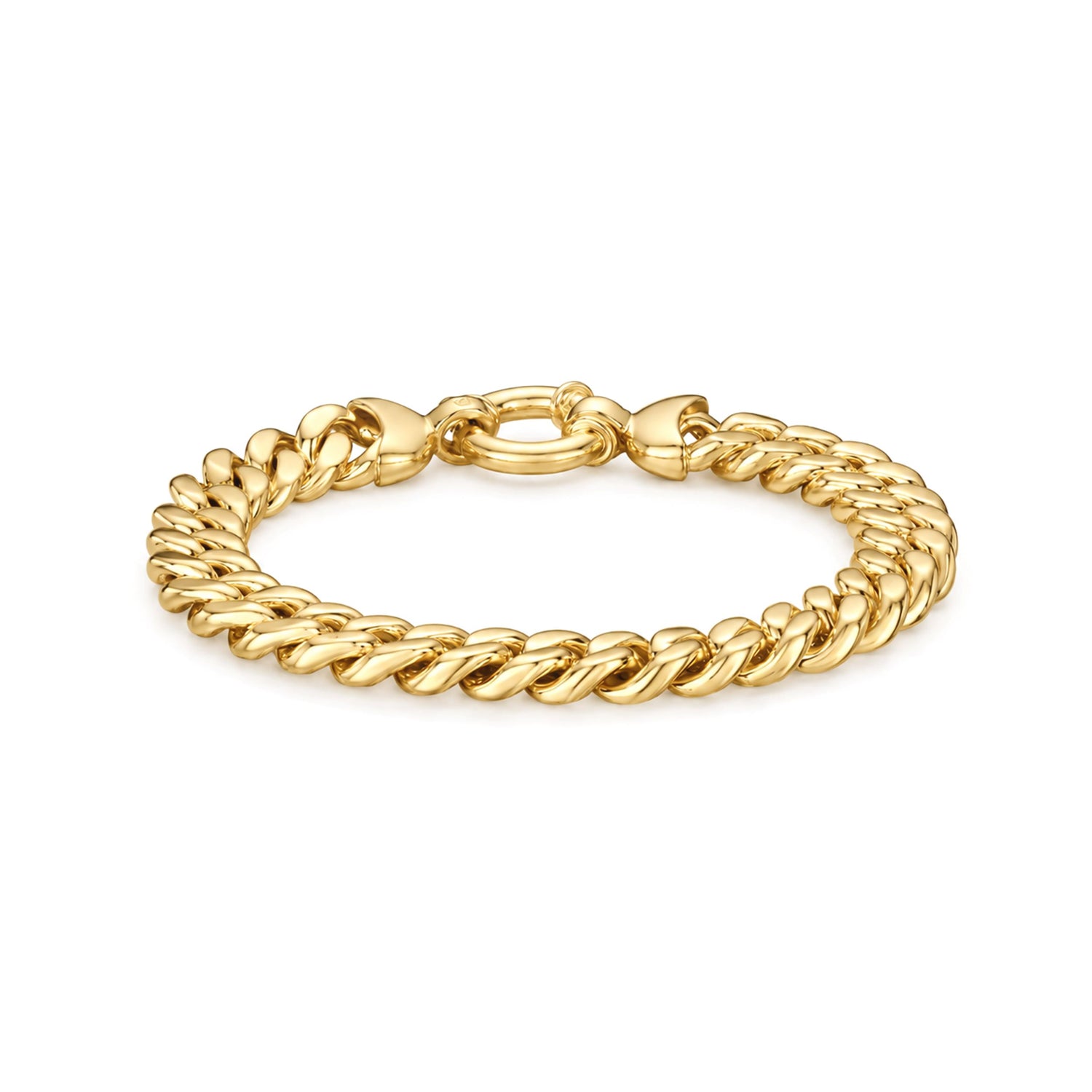 18ct Gold Vermeil on Sterling Silver 10mm Curb Bracelet