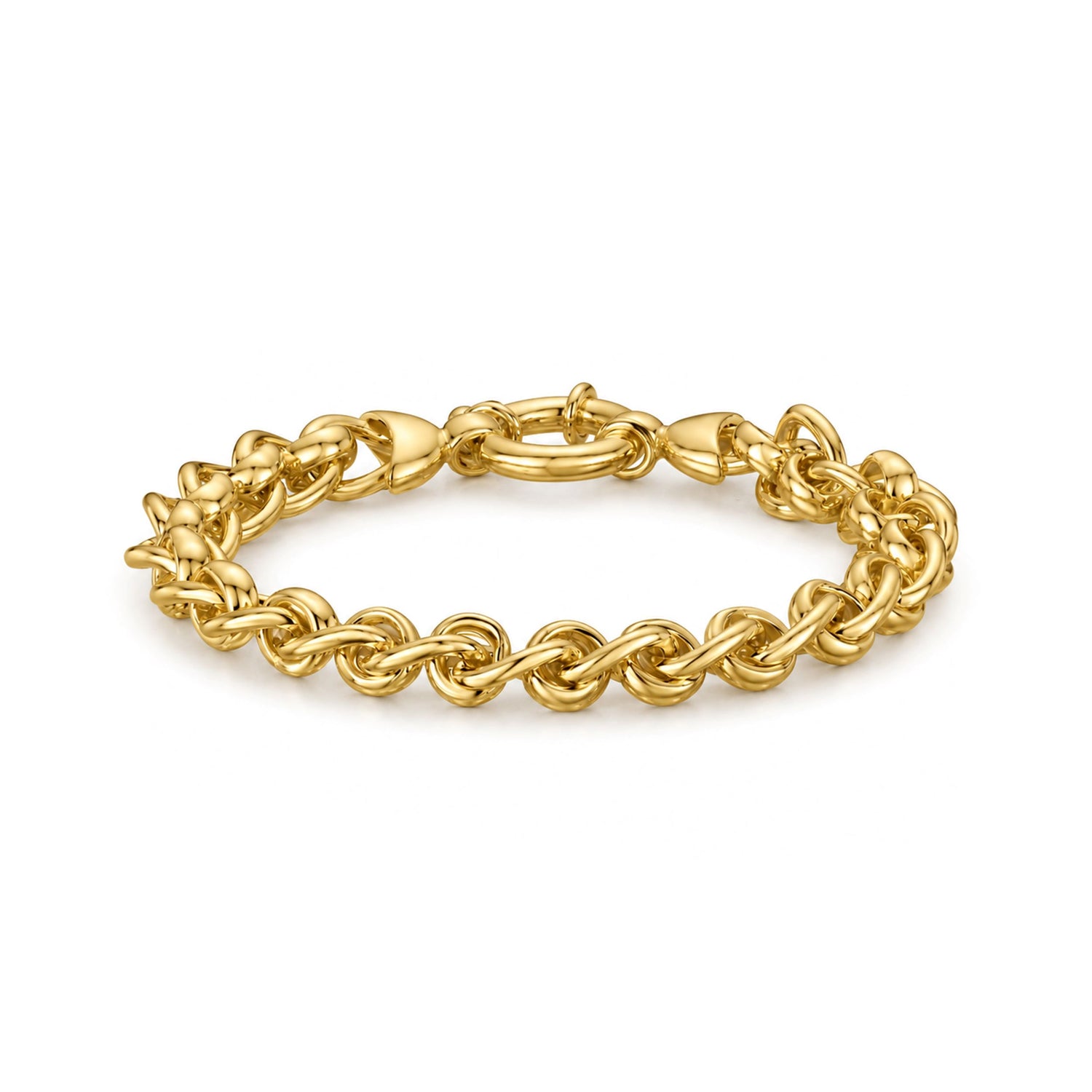 18ct Gold Vermeil on Sterling Silver 10mm Rollerball Bracelet with Bolt Ring Clasp