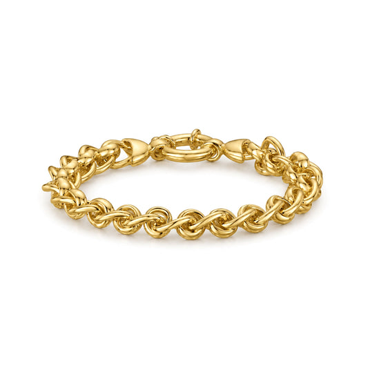 18ct Gold Vermeil on Sterling Silver 10mm Rollerball Bracelet with Bolt Ring Clasp