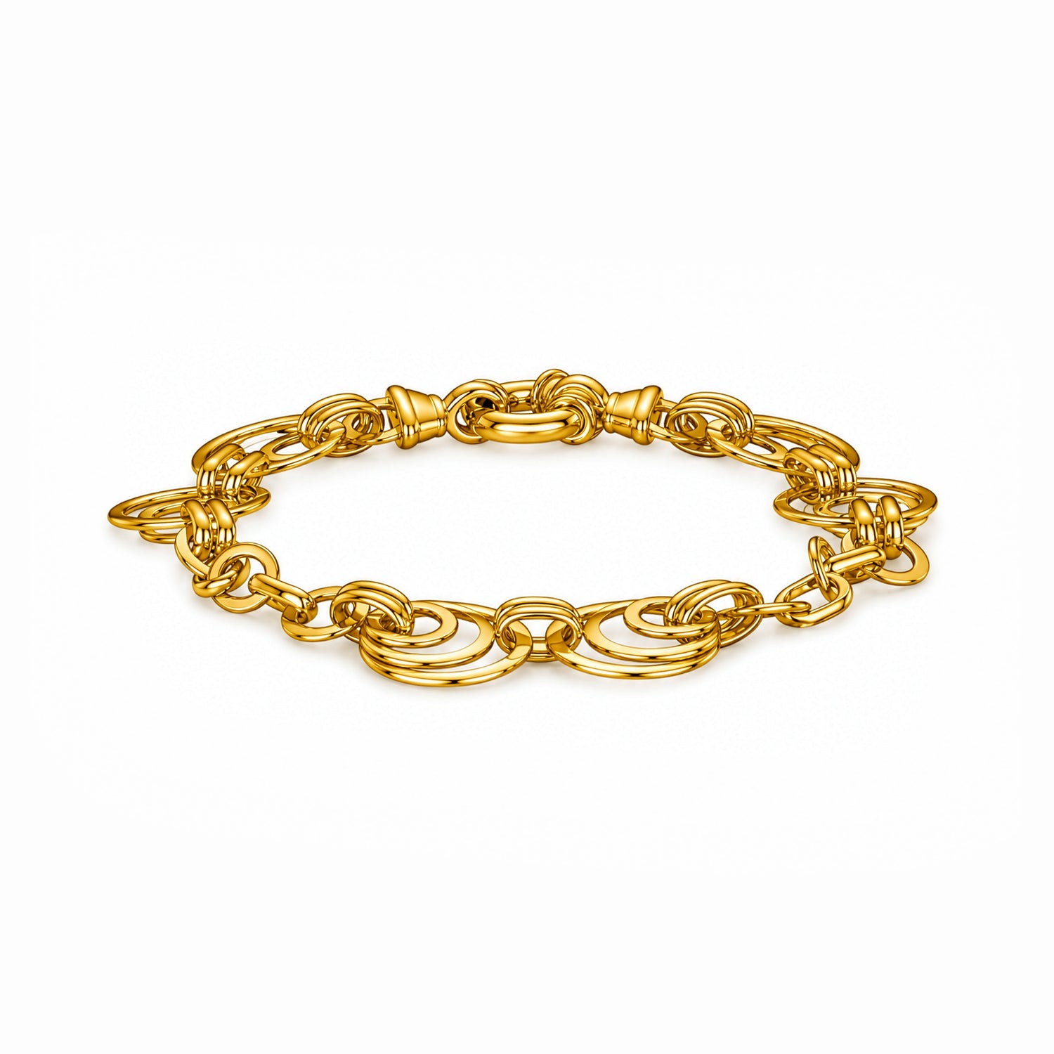 18ct Gold Vermeil on Sterling Silver 14.5mm Circles Bracelet