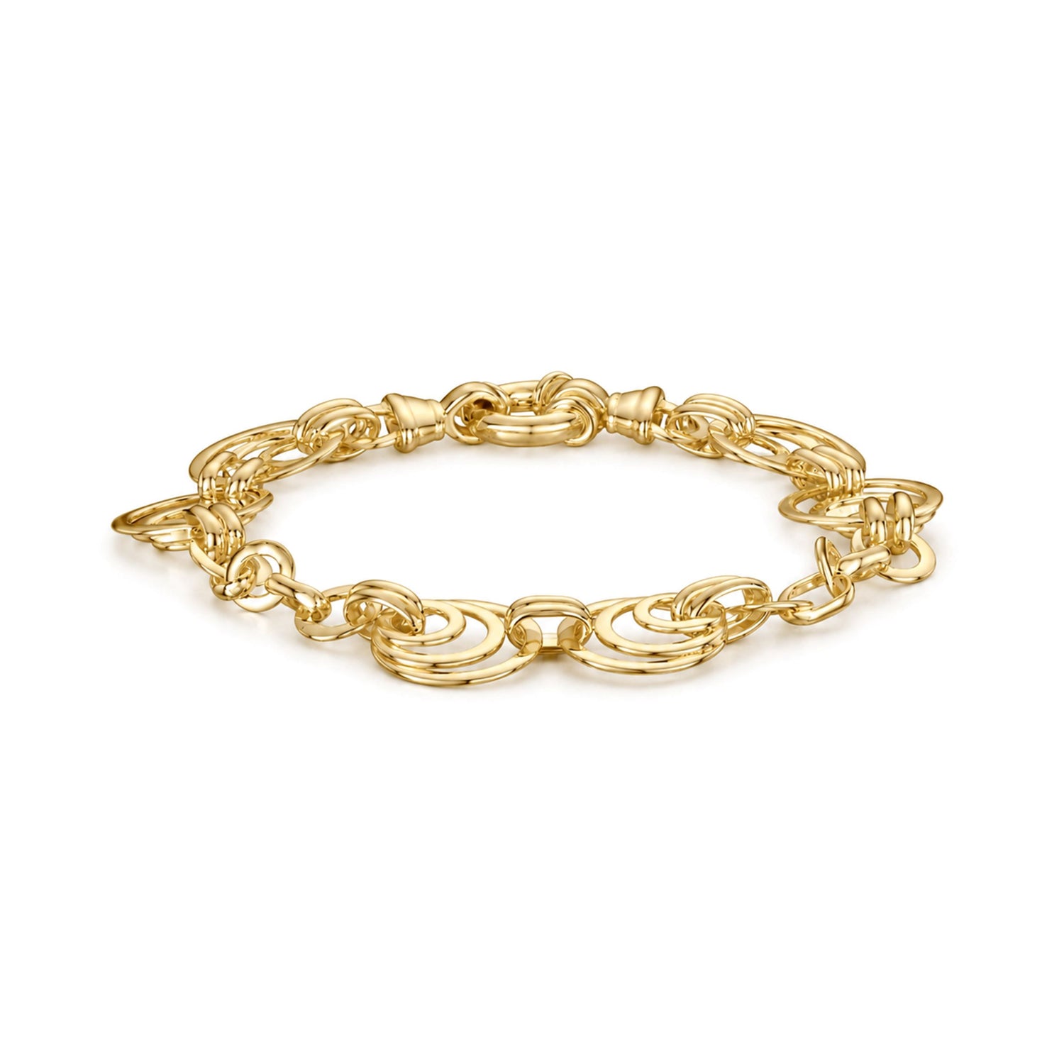 18ct Gold Vermeil on Sterling Silver 14.5mm Circles Bracelet