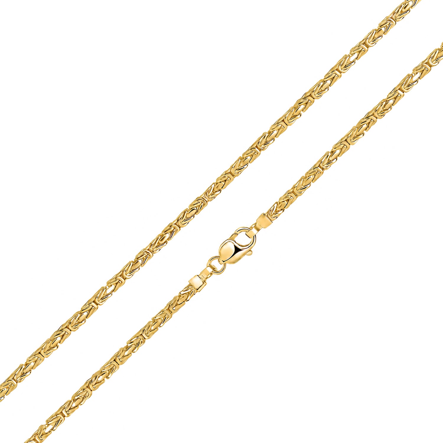 18ct Gold Vermeil on Sterling Silver 4mm Square Byzantine Bracelet