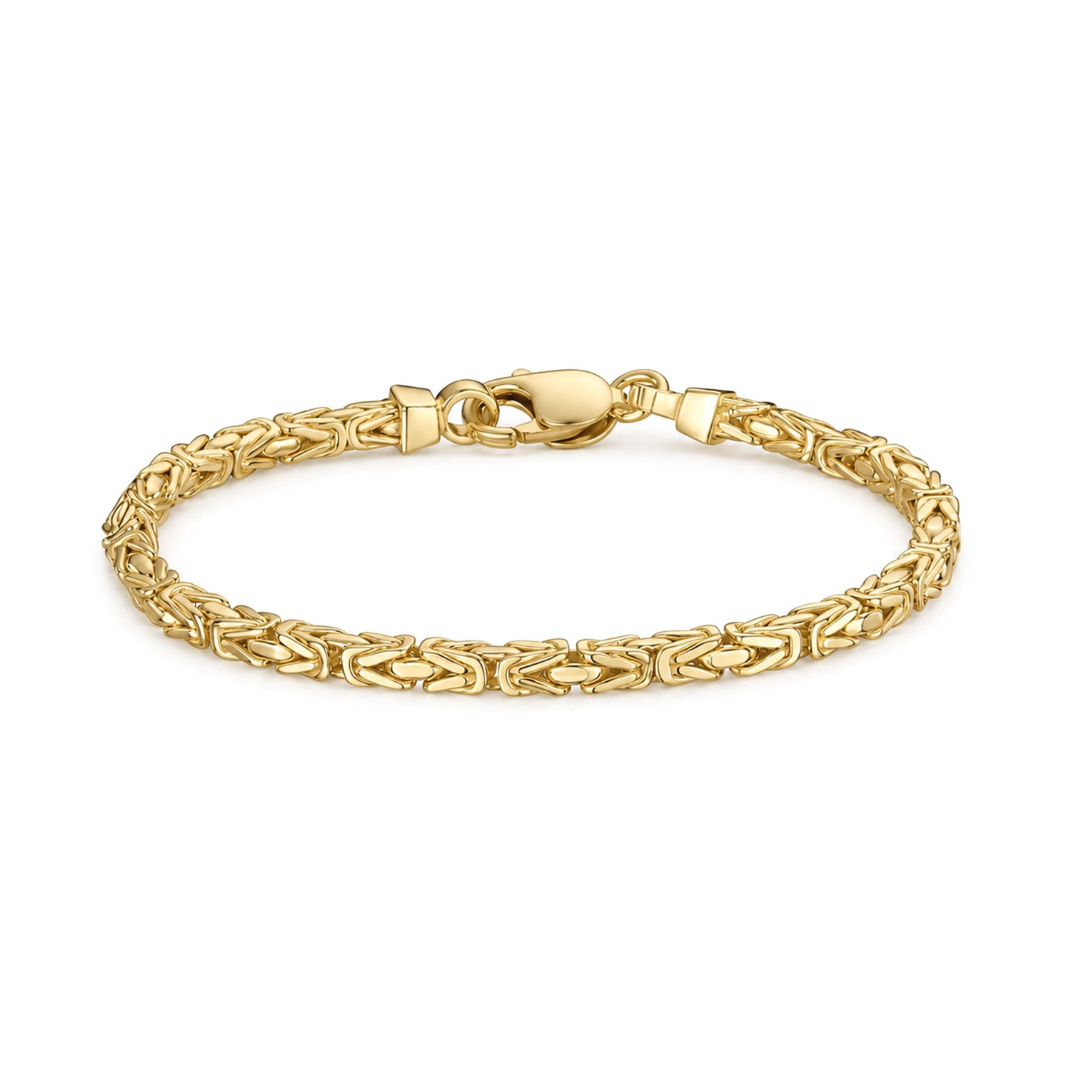 18ct Gold Vermeil on Sterling Silver 4mm Square Byzantine Bracelet
