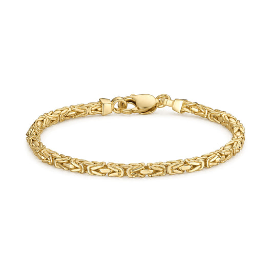 18ct Gold Vermeil on Sterling Silver 4mm Square Byzantine Bracelet