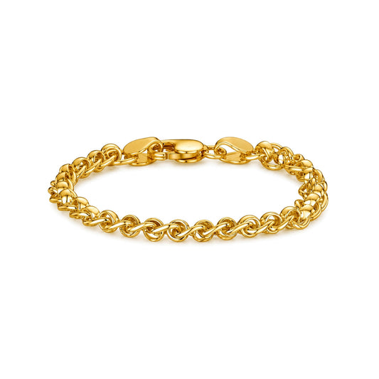18ct Gold Vermeil on Sterling Silver 6.7mm Rollerball Bracelet with Lobster Clasp