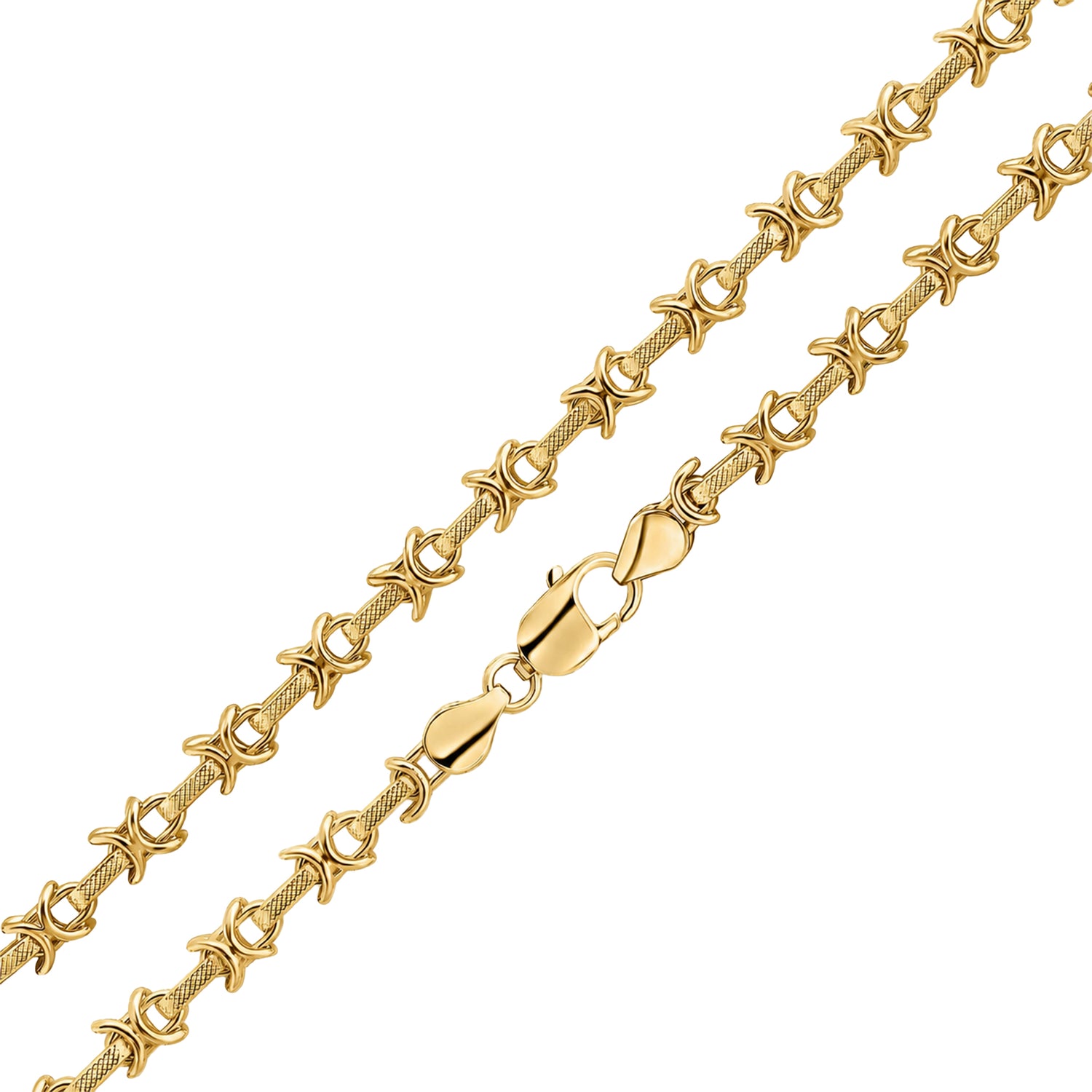 18ct Gold Vermeil on Sterling Silver 7mm Textured Kiss Bracelet
