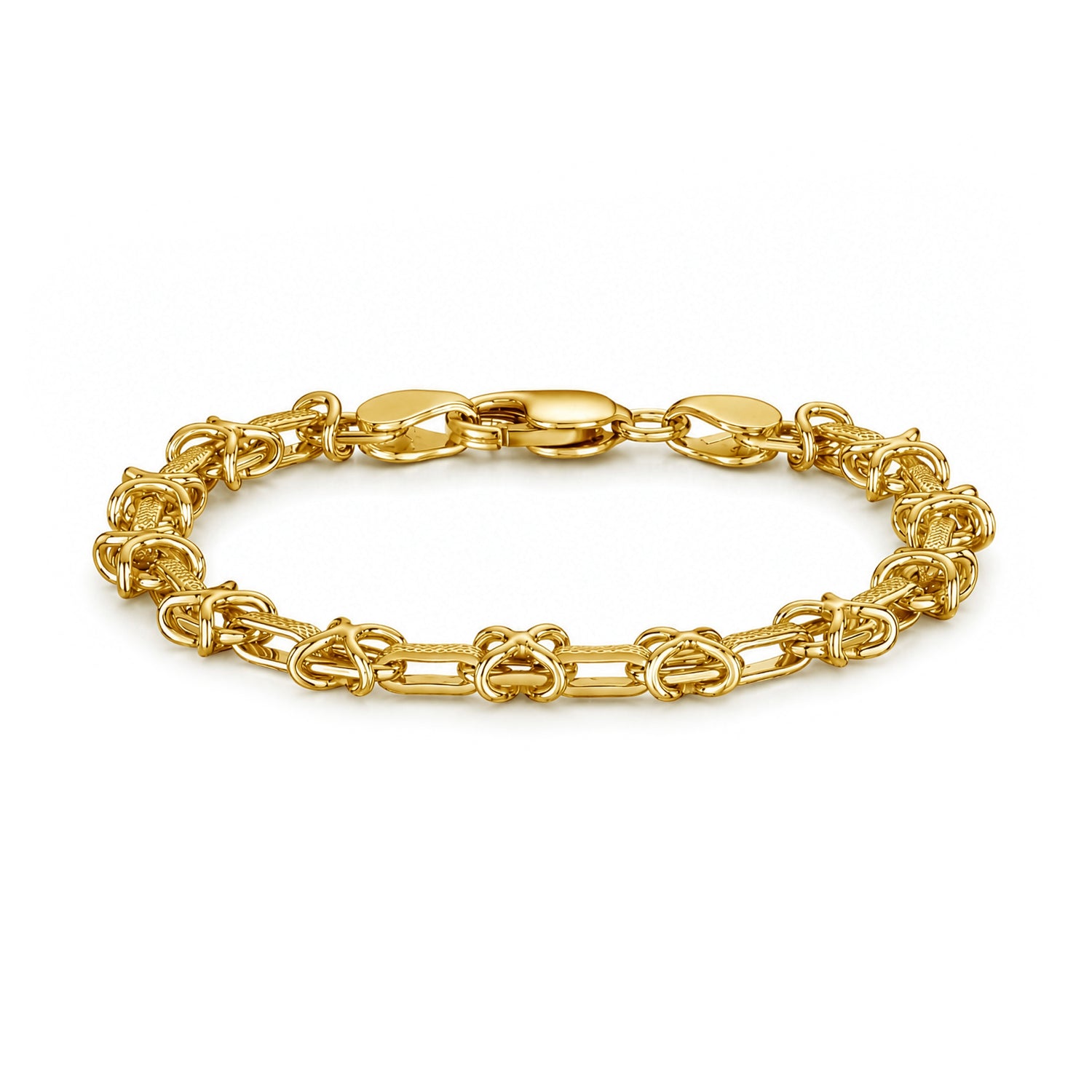 18ct Gold Vermeil on Sterling Silver 7mm Textured Kiss Bracelet