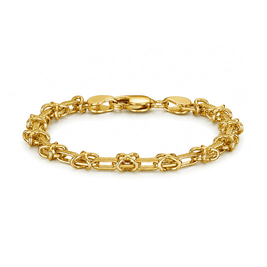 18ct Gold Vermeil on Sterling Silver 7mm Textured Kiss Bracelet