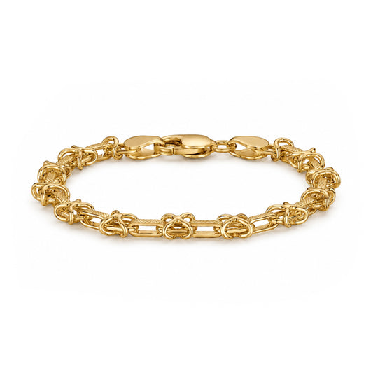18ct Gold Vermeil on Sterling Silver 7mm Textured Kiss Bracelet