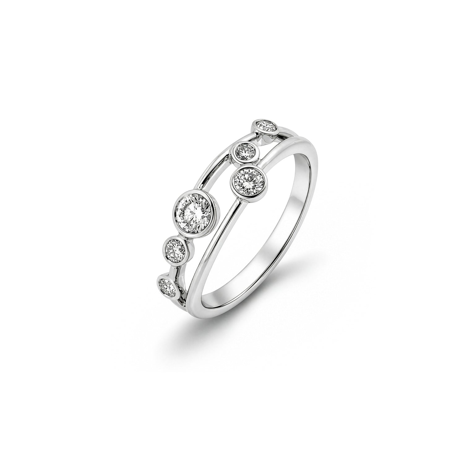 18ct White Gold Natural Diamond Bubble Ring