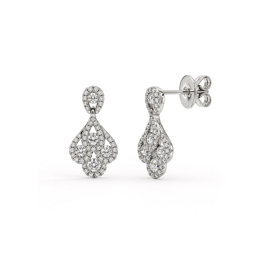 18ct White Gold Natural Diamond Peacock Drop Earrings