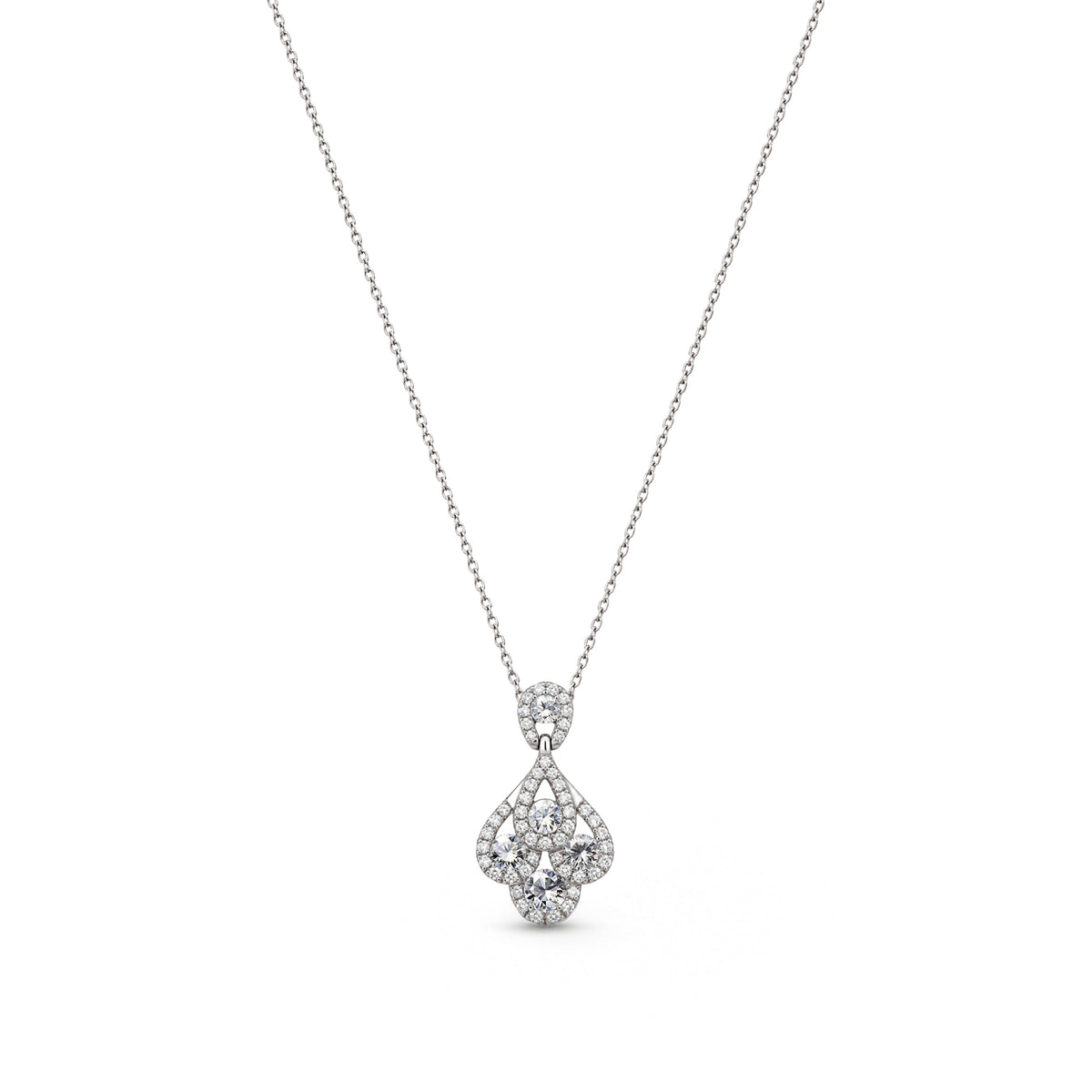 18ct White Gold Natural Diamond Peacock Drop Pendant