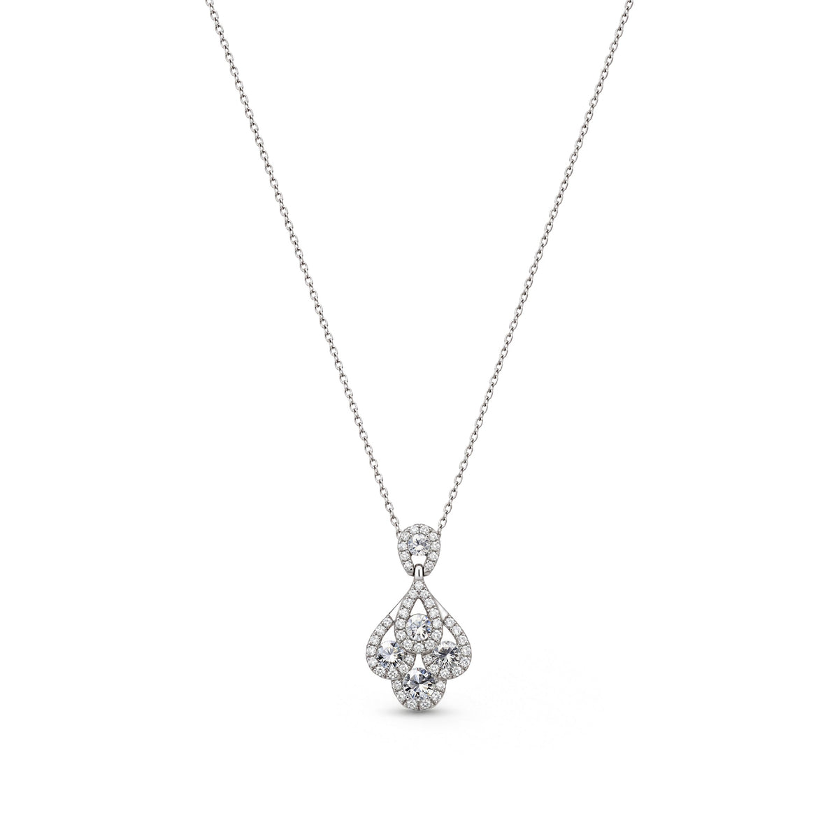 18ct White Gold Natural Diamond Peacock Drop Pendant