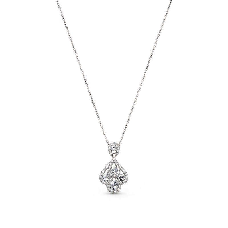 18ct White Gold Natural Diamond Peacock Drop Pendant