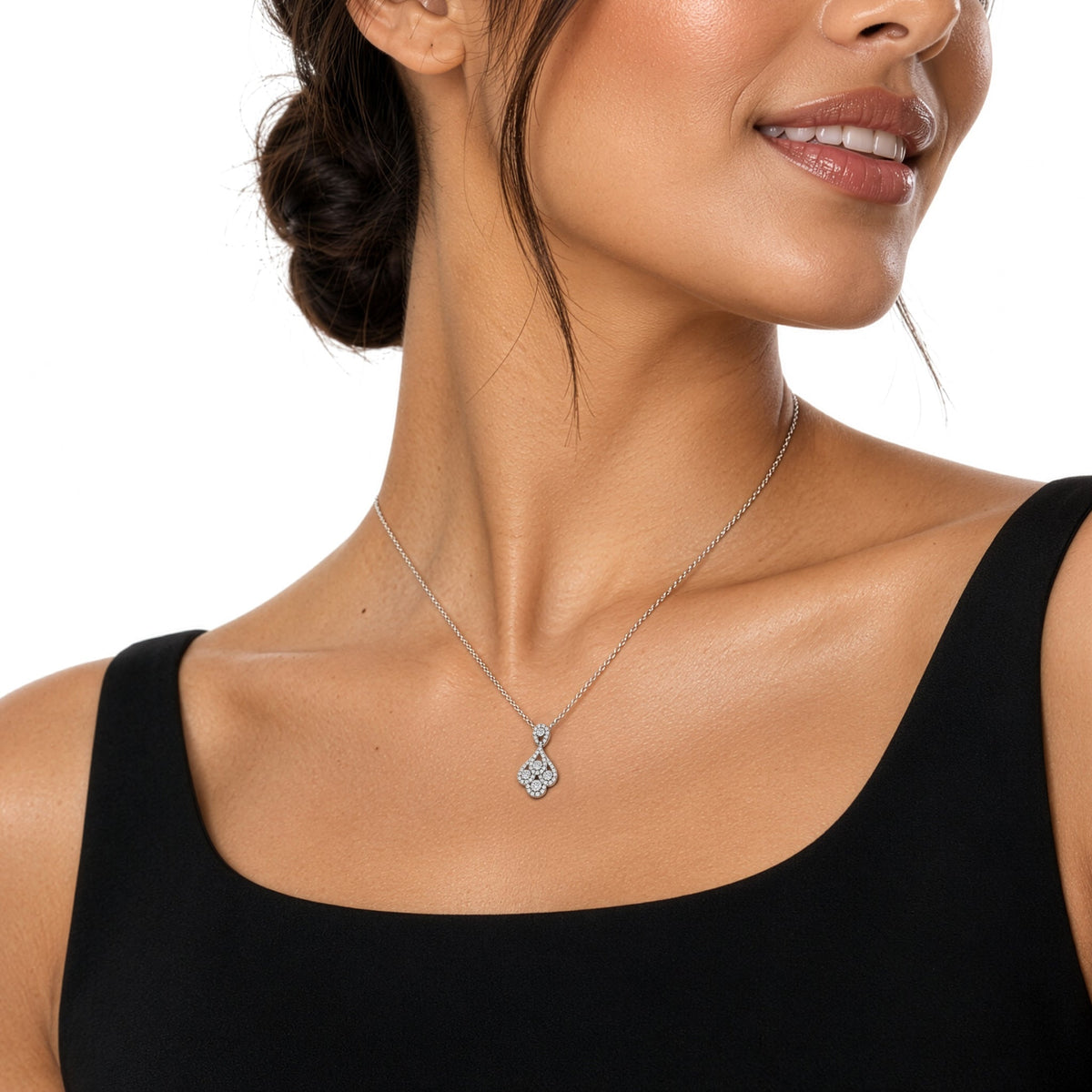 18ct White Gold Natural Diamond Peacock Drop Pendant