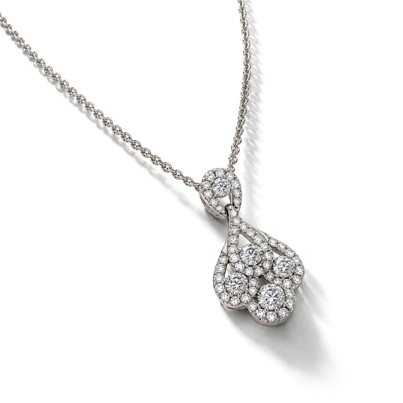 18ct White Gold Natural Diamond Peacock Drop Pendant