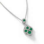 18ct White Gold Round Natural Emerald & Diamond Peacock Pendant
