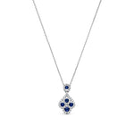 18ct White Gold Round Natural Sapphire & Diamond Peacock Pendant