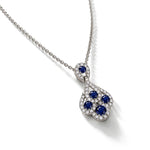 18ct White Gold Round Natural Sapphire & Diamond Peacock Pendant