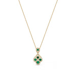 18ct Yellow Gold Round Natural Emerald & Diamond Peacock Pendant