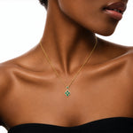 18ct Yellow Gold Round Natural Emerald & Diamond Peacock Pendant