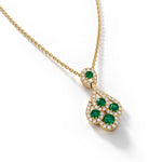 18ct Yellow Gold Round Natural Emerald & Diamond Peacock Pendant