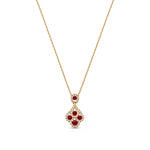 18ct Yellow Gold Round Natural Ruby & Diamond Peacock Pendant