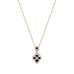 18ct Yellow Gold Round Natural Sapphire & Diamond Peacock Pendant