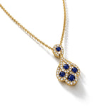 18ct Yellow Gold Round Natural Sapphire & Diamond Peacock Pendant