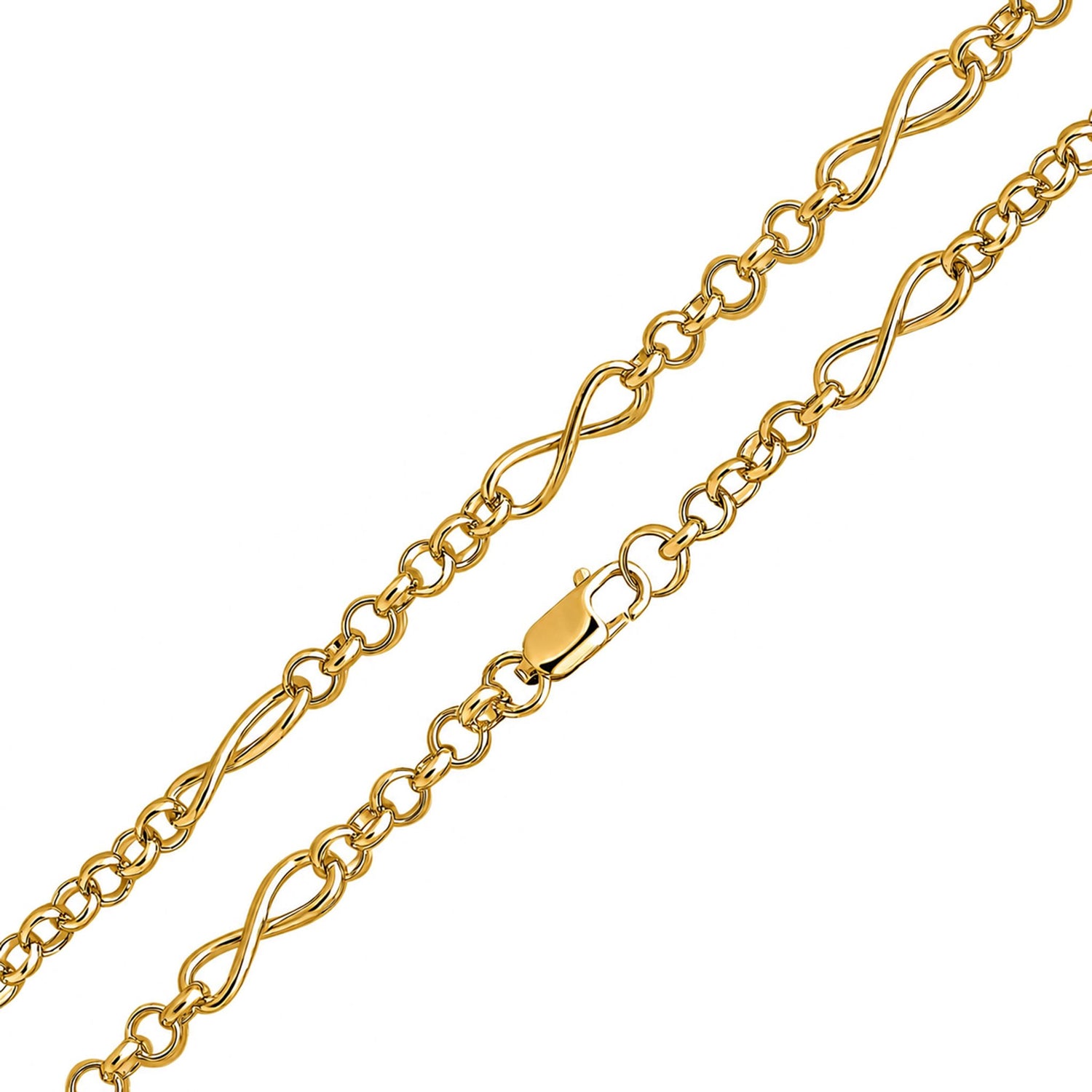 18ct Yellow Gold Vermeil on Sterling Silver Handmade Solid 6.3mm Infinity Belcher Necklace