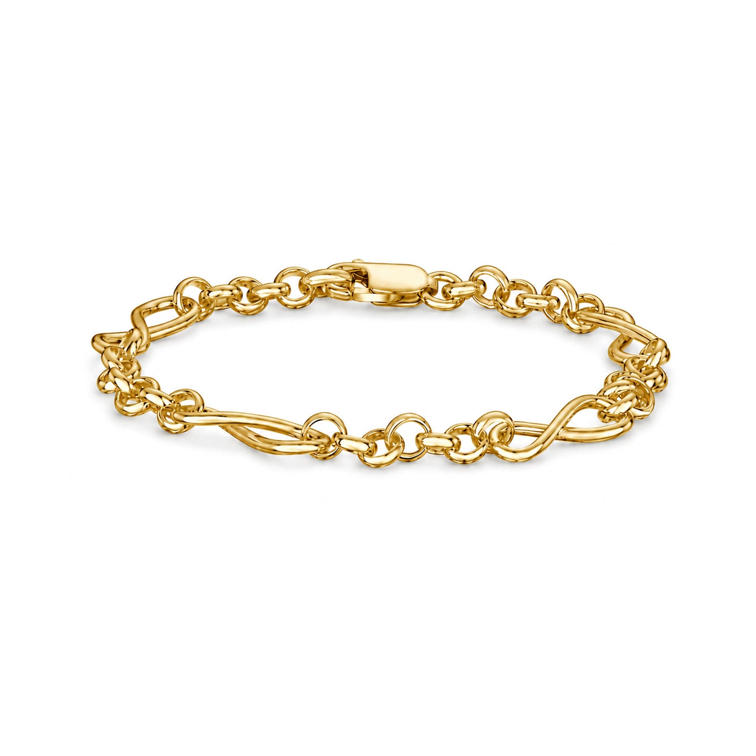 18ct Yellow Gold Vermeil on Sterling Silver Handmade Solid 6.3mm Infinity Belcher Bracelet