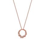 18ct Rose Gold Rubover Round Natural Diamond Bubble Double Circle Slider Pendant —18mm
