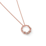 18ct Rose Gold Rubover Round Natural Diamond Bubble Double Circle Slider Pendant —18mm