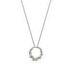 18ct White Gold Rubover Round Natural Diamond Bubble Double Circle Slider Pendant — 18mm