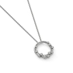 18ct White Gold Rubover Round Natural Diamond Bubble Double Circle Slider Pendant — 18mm