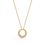 18ct Yellow Gold Rubover Round Natural Diamond Bubble Double Circle Slider Pendant — 18mm