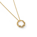 18ct Yellow Gold Rubover Round Natural Diamond Bubble Double Circle Slider Pendant — 18mm