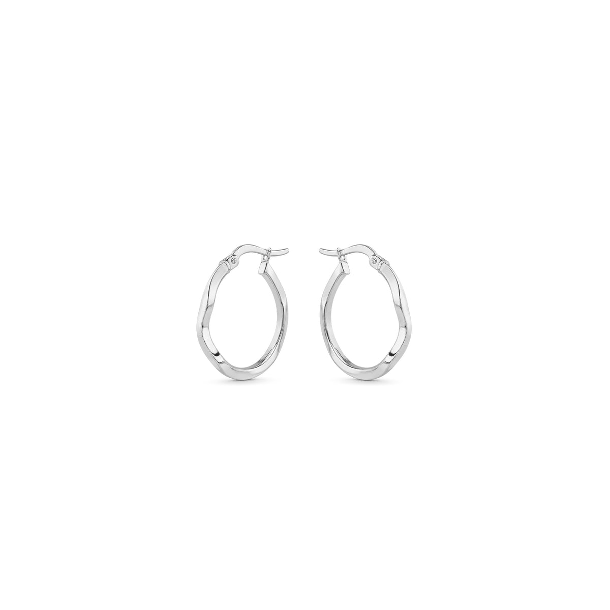 9ct White Gold Polished Wavy Hoop Earrings — 18x1.5mm